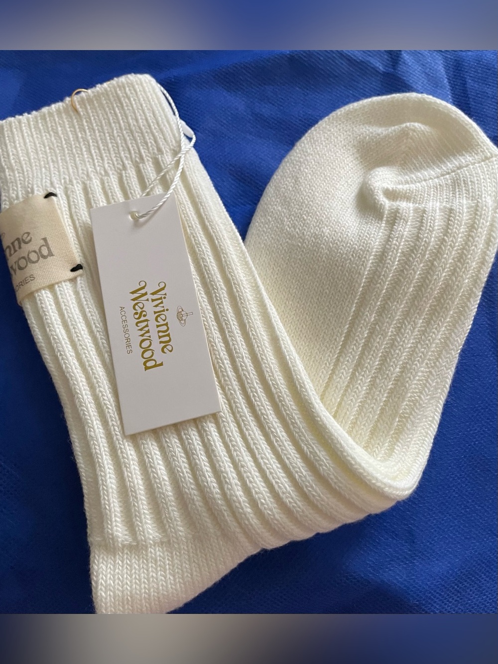 Vivienne Westwood Women’s Cream Ribbed Cotton Socks